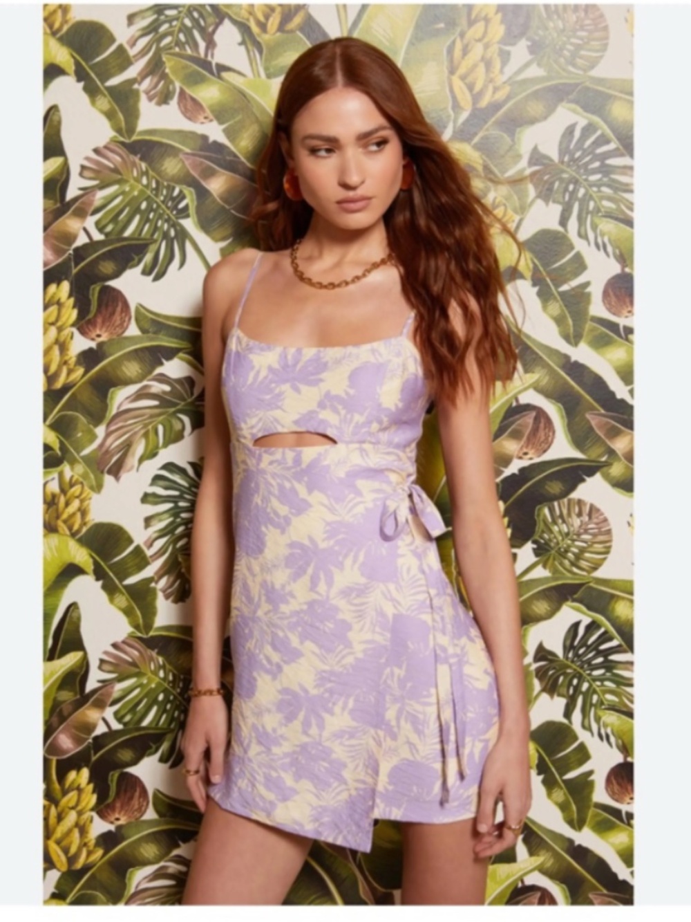 ASTR The Label Floral Keyhole Wrap Dress | Purple & White | XL